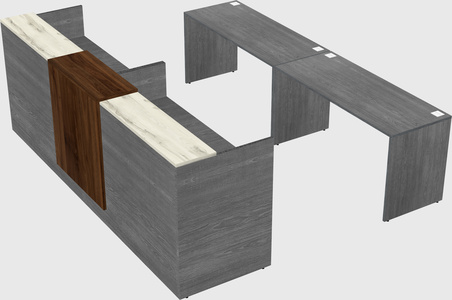 Shared u-shaped reception desks
