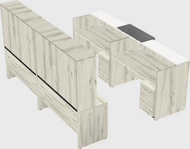 Shared u-shaped reception desks