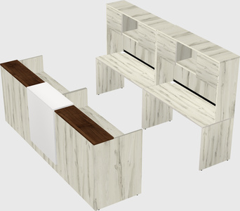 Shared u-shaped reception desks