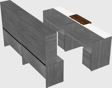 Shared u-shaped reception desks