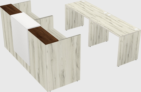 Shared u-shaped reception desks