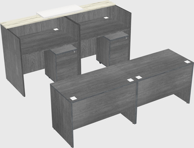 Shared u-shaped reception desks