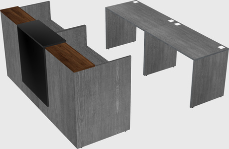 Shared u-shaped reception desks