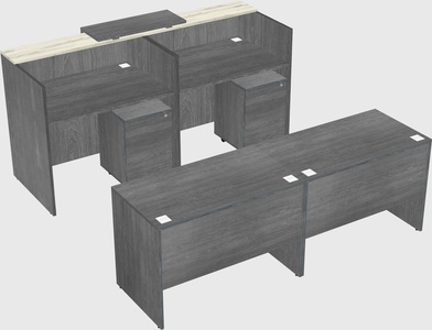 Shared u-shaped reception desks