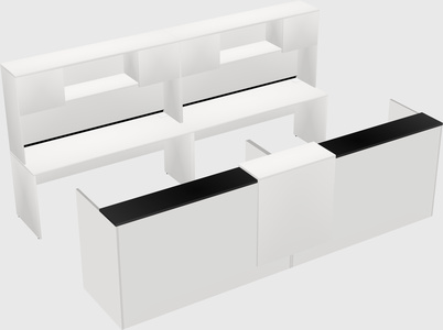 Shared u-shaped reception desks
