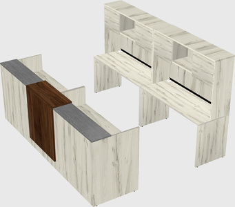 Shared u-shaped reception desks