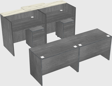 Shared u-shaped reception desks