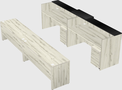 Shared u-shaped reception desks