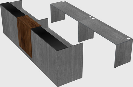 Shared u-shaped reception desks