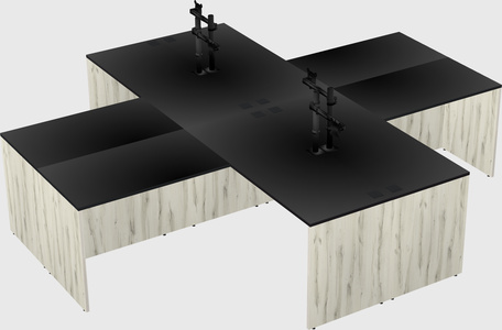 Quad l-shaped office desks