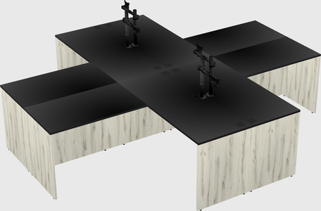 Quad l-shaped office desks