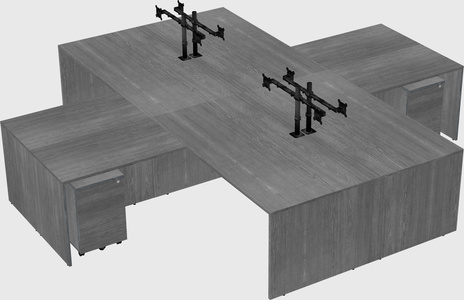 Bureaux de bureau quadruples en forme de l