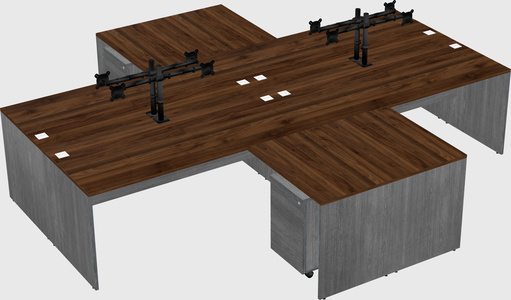 Quad l-shaped office desks