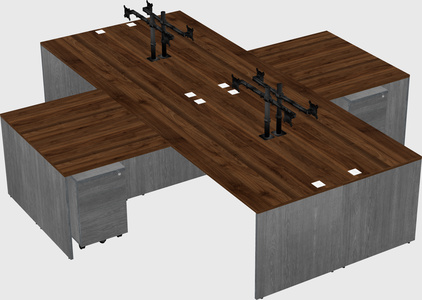 Quad l-shaped office desks