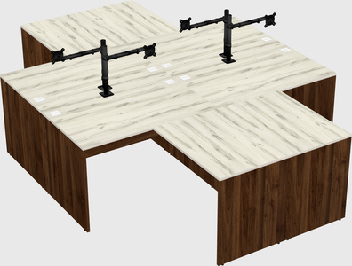 Quad l-shaped office desks