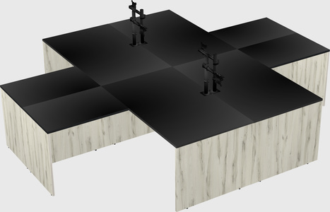 Quad l-shaped office desks