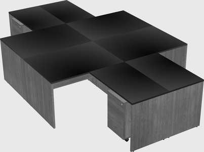 Quad l-shaped office desks