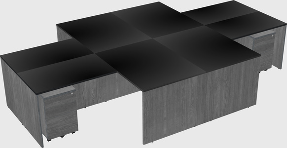 Quad l-shaped office desks
