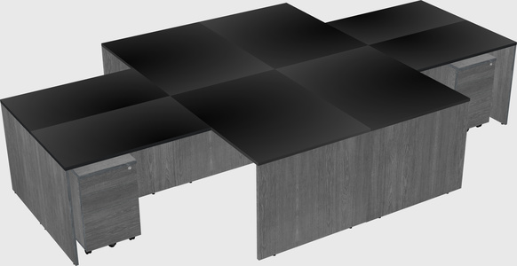 Quad l-shaped office desks
