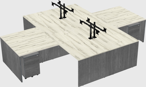 Quad l-shaped office desks