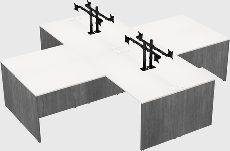 Quad l-shaped office desks