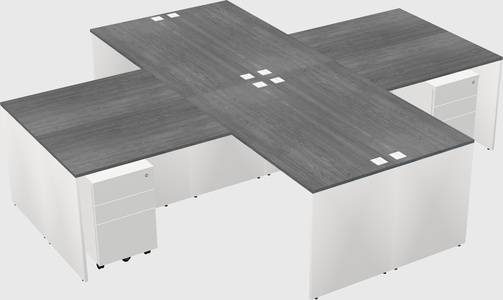 Quad l-shaped office desks