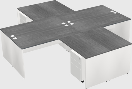 Quad l-shaped office desks