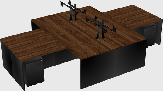 Quad l-shaped office desks