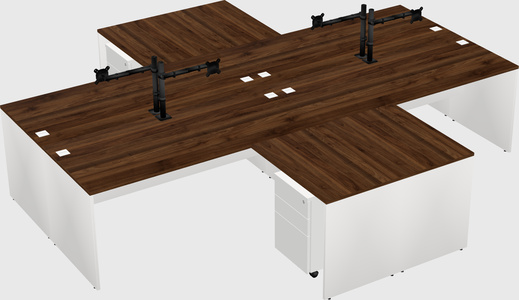 Bureaux de bureau quadruples en forme de l
