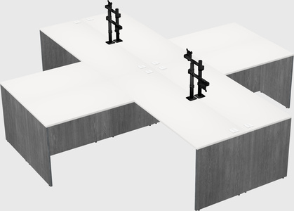 Bureaux de bureau quadruples en forme de l