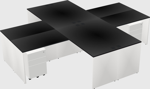Quad l-shaped office desks
