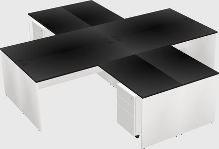 Quad l-shaped office desks