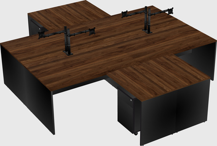 Quad l-shaped office desks