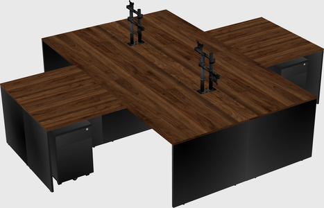 Quad l-shaped office desks