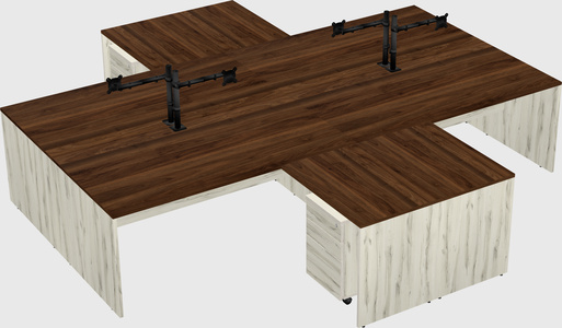 Quad l-shaped office desks