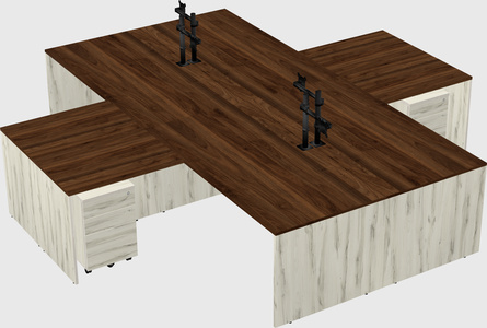 Quad l-shaped office desks