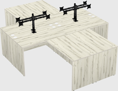 Quad l-shaped office desks
