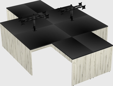 Quad l-shaped office desks