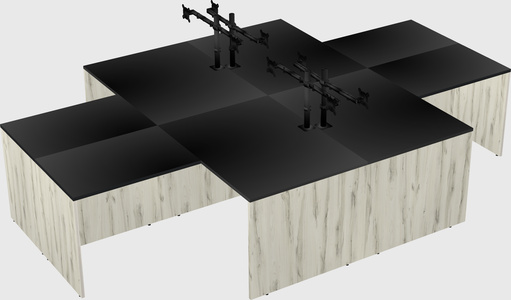 Quad l-shaped office desks
