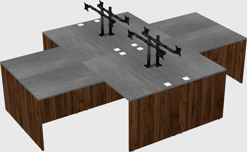 Quad l-shaped office desks