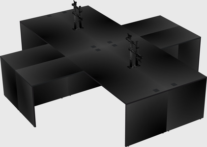 Quad l-shaped office desks