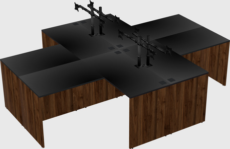 Quad l-shaped office desks