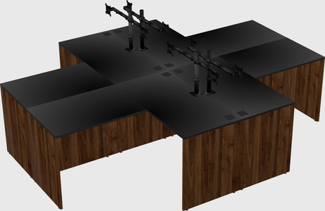 Quad l-shaped office desks