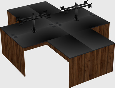 Quad l-shaped office desks