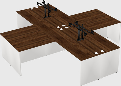 Bureaux de bureau quadruples en forme de l