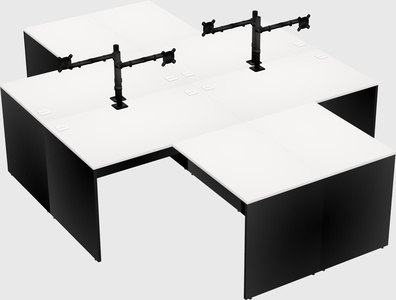 Quad l-shaped office desks