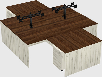 Quad l-shaped office desks