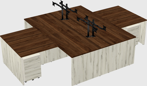 Quad l-shaped office desks