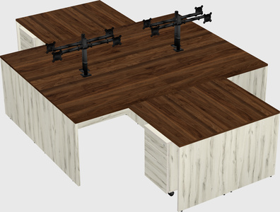Quad l-shaped office desks