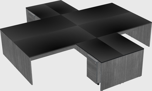 Quad l-shaped office desks